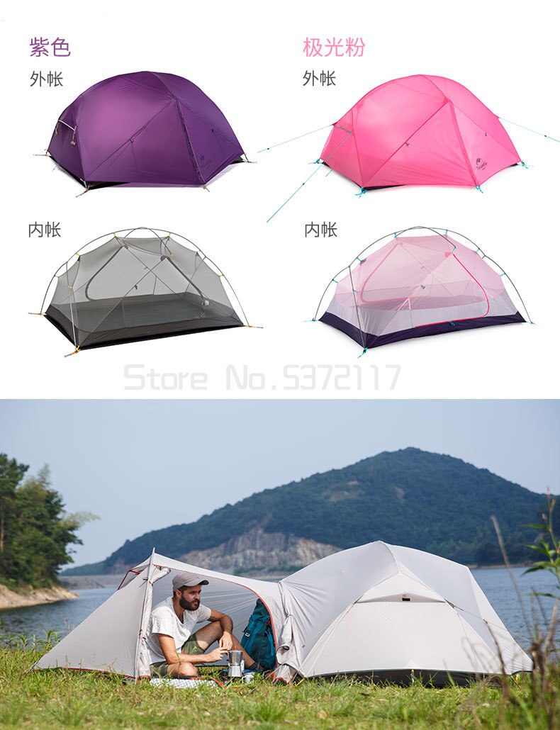 Cheap Goat Tents Mongar Camping Tent 2 Persons Ultralight 20D Nylon Aluminum Alloy Pole Double Layer Outdoor Hiking Tent NH17T007 M Tents 